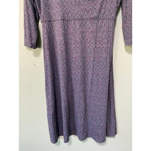 Toad & Co Women's Dark Navy/Purple Patterned‎ 3/4 Sleeve Dress Size Medium - Picture 4 of 6